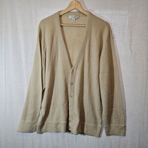 Cypress Links Mens Cardigan Sweater XL Oatmeal Beige Button Front USA Golf